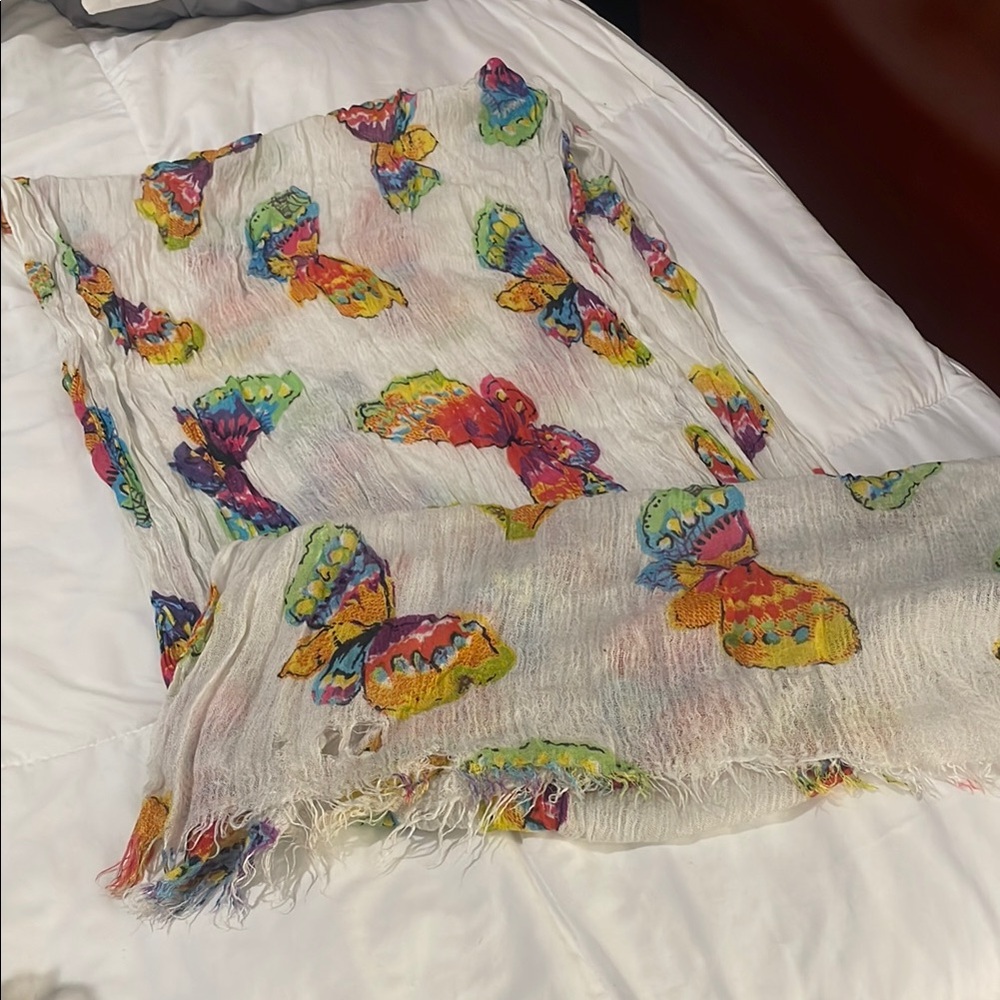 Colorful Butterfly Print Scarf